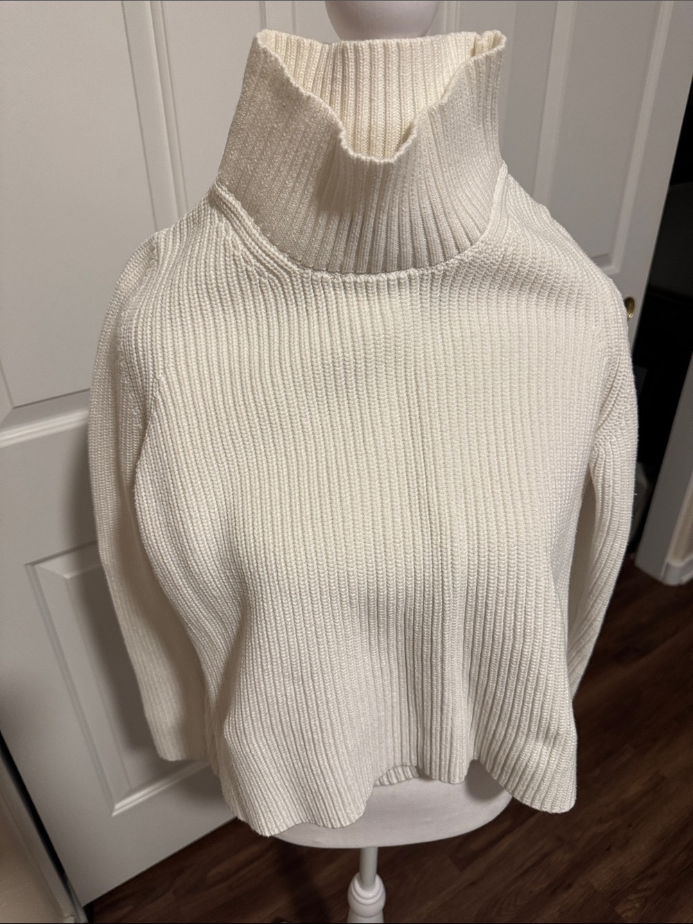 French Connection Ivory Ribbed Turtleneck Sweater